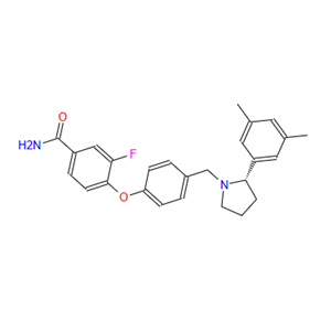 LY-2456302,(S)-4-(4-((2-(3,5-Dimethylphenyl)pyrrolidin-1-yl)methyl)phenoxy)-3-fluorobenzamide