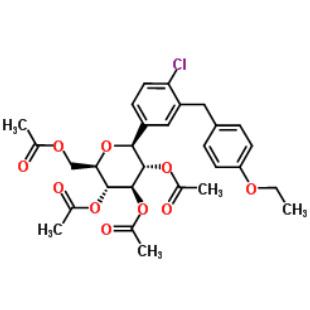 (2R,3R,4R,5S,6S)-2-(乙酰氧基甲基)-6-(4-氯-3-(4-乙氧基苄基)苯基)四氢-2H-吡喃-3,4,5-三乙酸酯,(2R,3R,4R,5S,6S)-2-(acetoxymethyl)-6-(4-chloro-3-(4-ethoxybenzyl)phenyl)tetrahydro-2H-pyran-3,4,5-triyl triacetate