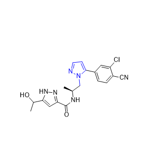 达罗他胺杂质09,N-((S)-1-(5-(3-chloro-4-cyanophenyl)-1H-pyrazol-1-yl)propan-2-yl)-5-(1-hydroxyethyl)-1H-pyrazole-3-carboxamide