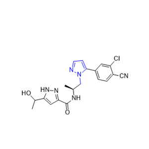 达罗他胺杂质09,N-((S)-1-(5-(3-chloro-4-cyanophenyl)-1H-pyrazol-1-yl)propan-2-yl)-5-(1-hydroxyethyl)-1H-pyrazole-3-carboxamide