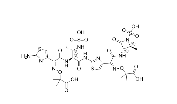 氨曲南杂质06,2-(((Z)-(1-(2-((2S,3S)-2-((Z)-2-(2-aminothiazol-4-yl)-2-(((2-carboxypropan-2-yl)oxy)imino)acetamido)-3-(sulfoamino)butanamido)thiazol-4-yl)-2-(((2S,3S)-2-methyl-4-oxo-1-sulfoazetidin-3-yl)amino)-2-oxo