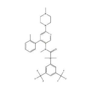 奈妥吡坦,2-[3,5-bis(trifluoromethyl)phenyl]-N,2-dimethyl-N-[4-(2- methylphenyl)-6-(4-methylpiperazin-1-yl)pyridin-3-yl]propanamide