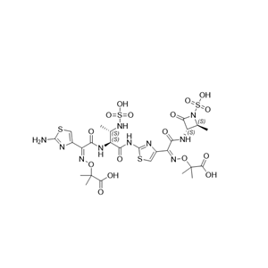 氨曲南杂质06,2-(((Z)-(1-(2-((2S,3S)-2-((Z)-2-(2-aminothiazol-4-yl)-2-(((2-carboxypropan-2-yl)oxy)imino)acetamido)-3-(sulfoamino)butanamido)thiazol-4-yl)-2-(((2S,3S)-2-methyl-4-oxo-1-sulfoazetidin-3-yl)amino)-2-oxo