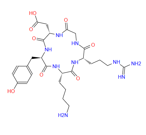 2-((2S,5R,8S,11S)-8-(4-氨基丁基)-11-(3-胍基丙基)-5-(4-羟基苄基)-3,6,9,12,15-五氧代-1,4,7,10,13-五氮杂环十五烷-2-基)乙酸,Cyclo(RGDyK)