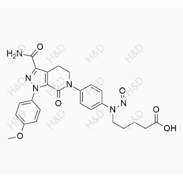 N-亚硝基阿哌沙班氨基酸杂质,5-((4-(3-carbamoyl-1-(4-methoxyphenyl)-7-oxo-4,5-dihydro-1H-pyrazolo[3,4-c]pyridin-6(7H)-yl)phenyl)(nitroso)amino)pentanoic acid