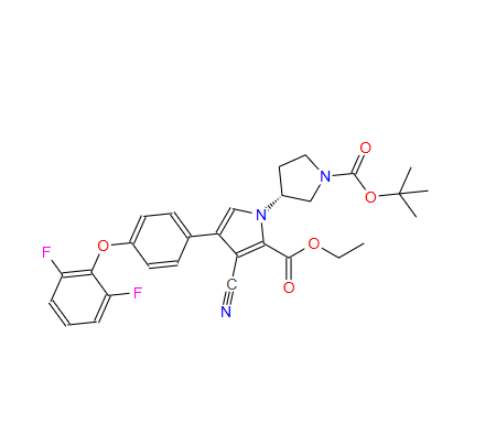 1H-Pyrrole-2-carboxylic acid, 3-cyano-4-[4-(2,6-difluorophenoxy)phenyl]-1-[(3R)-1-[(1,1-dimethylethoxy)carbonyl]-3-pyrrolidinyl]-, ethyl ester,1H-Pyrrole-2-carboxylic acid, 3-cyano-4-[4-(2,6-difluorophenoxy)phenyl]-1-[(3R)-1-[(1,1-dimethylethoxy)carbonyl]-3-pyrrolidinyl]-, ethyl ester