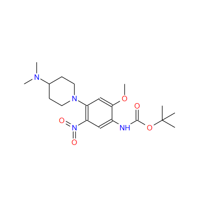 (4-(4-(二甲基氨基)哌啶-1-基)-2-甲氧基-5-硝基苯基)氨基甲酸叔丁酯,Carbamic acid, N-[4-[4-(dimethylamino)-1-piperidinyl]-2-methoxy-5-nitrophenyl]-, 1,1-dimethylethyl ester