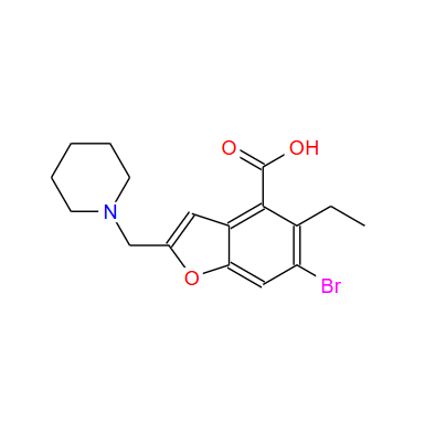 6-溴-5-乙基-2-（哌啶-1-基甲基）苯并呋喃-4-羧酸,6-Bromo-5-ethyl-2- (piperidine-1-ylmethyl) benzofuran-4-carboxylic acid