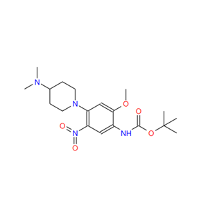 (4-(4-(二甲基氨基)哌啶-1-基)-2-甲氧基-5-硝基苯基)氨基甲酸叔丁酯,Carbamic acid, N-[4-[4-(dimethylamino)-1-piperidinyl]-2-methoxy-5-nitrophenyl]-, 1,1-dimethylethyl ester