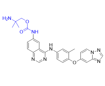 图卡替尼杂质03,2-amino-2-methylpropyl(4-((4-([1,2,4]triazolo[1,5-a]pyridin-7-yloxy)- 3-methylphenyl)amino)quinazolin-6-yl)carbamate