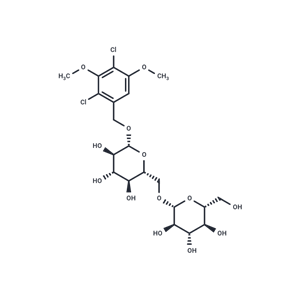 化合物 (2,4-Dichloro-3,5-dimethoxyphenyl) methyl 6-O-β-D-glucopyranosyl-β-D-glucopyranoside|T83574|TargetMol