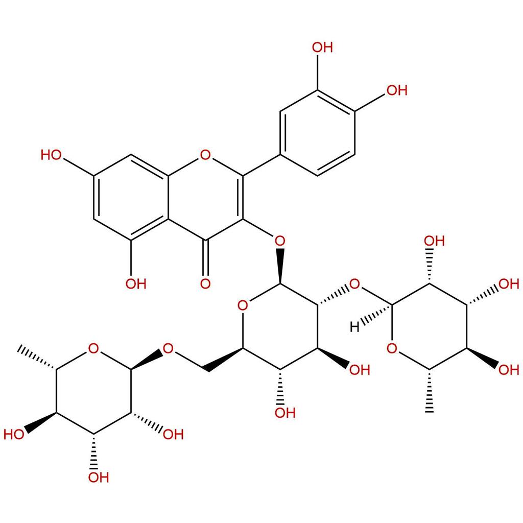 槲皮素-3-O-芸香糖-(1→2)-O-鼠李糖苷,Quercetin 3-O-rutinoside-(1→2)-O-rhamnoside