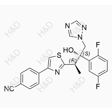 艾沙康唑杂质23,4-(2-((2R,3S)-3-(2,5-difluorophenyl)-3-hydroxy-4-(1H-1,2,4-triazol-1-yl)butan-2-yl)thiazol-4-yl)benzonitrile