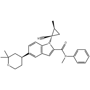 奥格列龙Intermidate-5,1H-Indole-2-carboxamide, 1-[(1S,2S)-1-cyano-2-methylcyclopropyl]-N-methyl-N-phenyl-5-[(4S)-tetrahydro-2,2-dimethyl-2H-pyran-4-yl]-