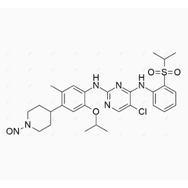 N-亚硝基色瑞替尼,5-chloro-N2-(2-isopropoxy-5-methyl-4-(1-nitrosopiperidin-4-yl)phenyl)-N4-(2-(isopropylsulfonyl)phenyl)pyrimidine-2,4-diamine