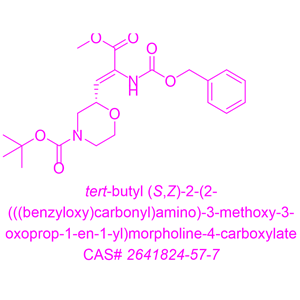 (S,Z)-3-(4-BOC-吗啉-2-基)-2-(CBZ-氨基)丙烯酸甲酯,1,1-Dimethylethyl (2S)-2-[(1Z)-3-methoxy-3-oxo-2-[[(phenylmethoxy)carbonyl]amino]-1-propen-1-yl]-4-morpholinecarboxylate