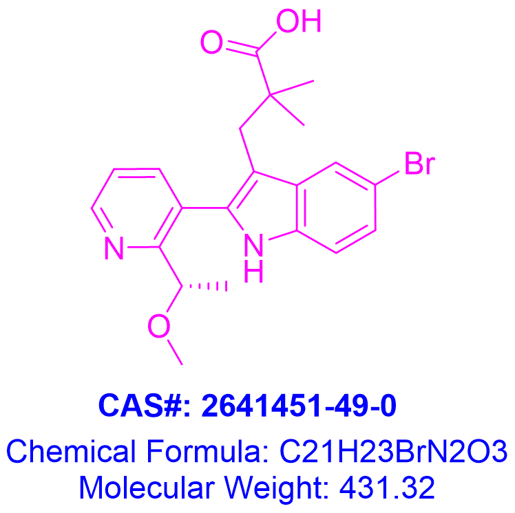 (S)-3-(5-溴-2-(2-(1-甲氧基乙基)吡啶-3-基)-1H-吲哚-3-基)-2,2-二甲基丙酸,(S)-3-(5-bromo-2-(2-(1-methoxyethyl)pyridin-3-yl)-1H-indol-3-yl)-2,2-dimethylpropanoic acid