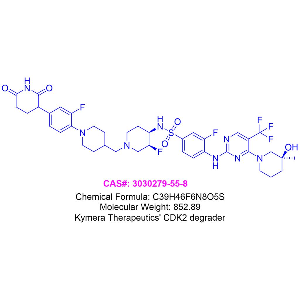 Kymera Therapeutics' CDK2 degrader PROTAC,N-((3S,4R)-1-((1-(4-(2,6-dioxopiperidin-3-yl)-2-fluorophenyl)piperidin-4-yl)methyl)-3-fluoropiperidin-4-yl)-3-fluoro-4-((4-((S)-3-hydroxy-3-methylpiperidin-1-yl)-5-(trifluoromethyl)pyrimidin-2-yl)amino)benzenesulfonamide