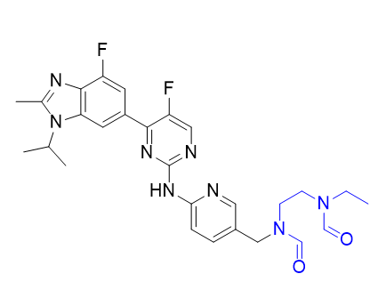 阿贝西利杂质17,N-ethyl-N-(2-(N-((6-((5-fluoro-4-(4-fluoro-1-isopropyl-2-methyl-1H- benzo[d]imidazol-6-yl)pyrimidin-2-yl)amino)pyridin-3-yl)methyl) formamido)ethyl)formamide