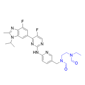 阿贝西利杂质17,N-ethyl-N-(2-(N-((6-((5-fluoro-4-(4-fluoro-1-isopropyl-2-methyl-1H- benzo[d]imidazol-6-yl)pyrimidin-2-yl)amino)pyridin-3-yl)methyl) formamido)ethyl)formamide