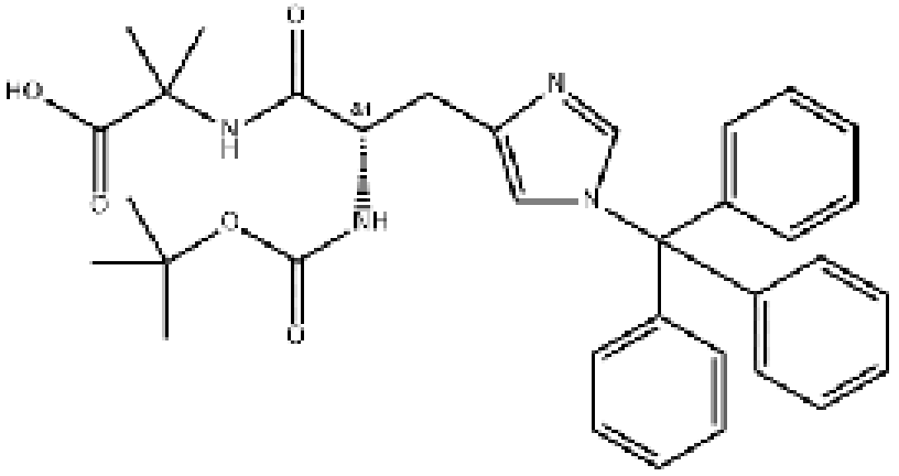 N-BOC-N'-三苯甲基-L-组氨酰-2-甲基丙氨酸(司美格鲁肽二肽修饰剂),BOC-His(Trt)-Aib-OH