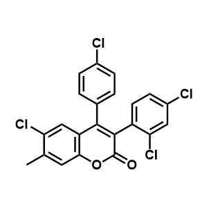 6-氯-4-(4-氯苯基)-3-(2,4-二氯苯基)-7-甲基香豆素,6-chloro-4-(4-chlorophenyl)-3-(2,4-dichlorophenyl)-7-methylcoumarin