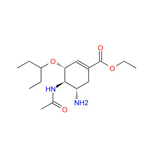 奥司他韦,Ethyl (3R, 4R, 5S) - 4-acetylamino-5-amino-3 - (1-ethylpropoxy) - 1-cyclohexen-1-formate