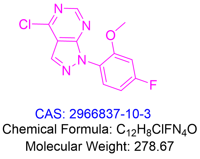 4-chloro-1-(4-fluoro-2-methoxyphenyl)-1H-pyrazolo[3,4-d]pyrimidine,4-chloro-1-(4-fluoro-2-methoxyphenyl)-1H-pyrazolo[3,4-d]pyrimidine
