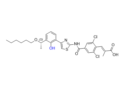 芦曲泊帕杂质14,(S,E)-3-(2,6-dichloro-4-((4-(3-(1-(hexyloxy)ethyl)-2-hydroxyphenyl)thiazol-2-yl)carbamoyl)phenyl)-2-methylacrylic acid