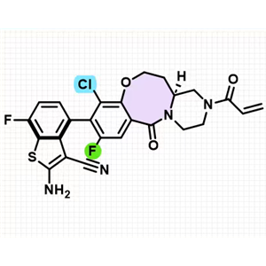 化合物LY-3537982,4-[(3aR)-6-chloro-8-fluoro-10-oxo-2-prop-2-enoyl-1,3,3a,4-tetrahydroimidazo[5,1-c][1,4]benzoxazepin-7-yl]-2-amino-7-fluoro-1-benzothiophene-3-carbonitrile