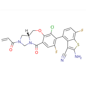 化合物LY-3537982,4-[(3aR)-6-chloro-8-fluoro-10-oxo-2-prop-2-enoyl-1,3,3a,4-tetrahydroimidazo[5,1-c][1,4]benzoxazepin-7-yl]-2-amino-7-fluoro-1-benzothiophene-3-carbonitrile
