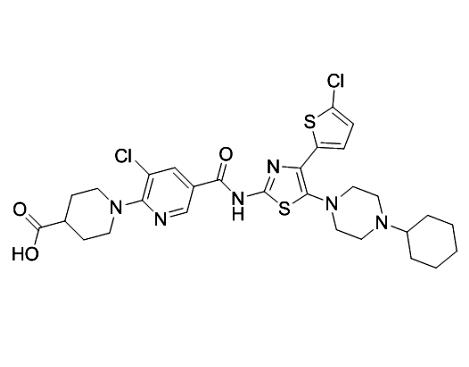1-(3-氯代-5-｛[4-(5-氯噻吩-2-基)-5-(4-环己基哌嗪-1-基)-1,3-噻唑-2-基]氨基甲酰基｝吡啶-2-基)哌啶-4-羧酸（AFQBP-IM-C),1-(3-chloro-5-{[4-(5-chlorothiophen-2-yl)-5-(4-cyclohexylpiperazin-1-yl)-1,3-thiazol-2-yl]carbamoyl}pyridin-2-yl)piperidine-4-carboxylic acid (AFQBP-IM-C)