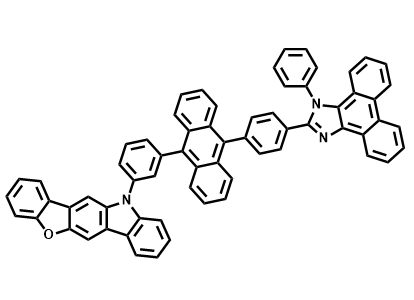 11-(3-(10-(4-(1-苯基-1H-菲[9,10-d]咪唑-2-基)苯基)蒽-9-基)苯基)-11H-苯并呋喃[3,2-b]咔唑,11-(3-(10-(4-(1-Phenyl-1H-phenanthro[9,10-d]imidazol-2-yl)phenyl)anthracen-9-yl)phenyl)-11H-benzofuro[3,2-b]carbazole