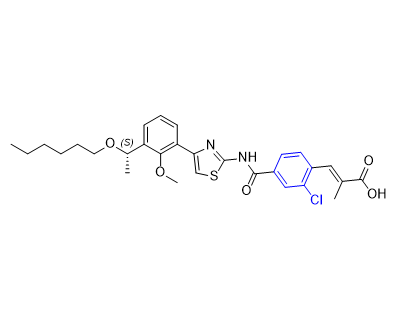 芦曲泊帕杂质18,(S,E)-3-(2-chloro-4-((4-(3-(1-(hexyloxy)ethyl)-2-methoxyphenyl) thiazol-2-yl)carbamoyl)phenyl)-2-methylacrylic acid