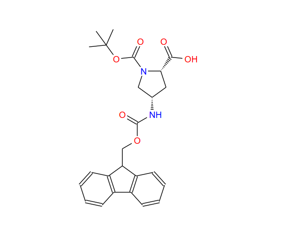 N-Boc-顺式-4-N-Fmoc-氨基-L-脯氨酸,(4S)-4-N-Fmoc-amino-1-Boc-L-proline
