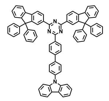 9-(4'-[4,6-双(9,9-二苯基-9H-芴-2-基)-1,3,5-三嗪-2-基]-[1,1'-联苯]-4-基)-9H-咔唑,9-(4'-(4,6-bis(9,9-diphenyl-9H-fluoren-2-yl)-1,3,5-triazin-2-yl)-[1,1'-biphenyl]-4-yl)-9H-carbazole
