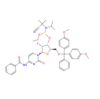N4-苯甲酰基-5'-O-DMT-2'-氟-脱氧胞苷-3'-氰乙氧基亚磷酰胺,N4-Benzoyl-2'-deoxy-5'-O-DMT-2'-fluoro-cytidine phosphoramidite