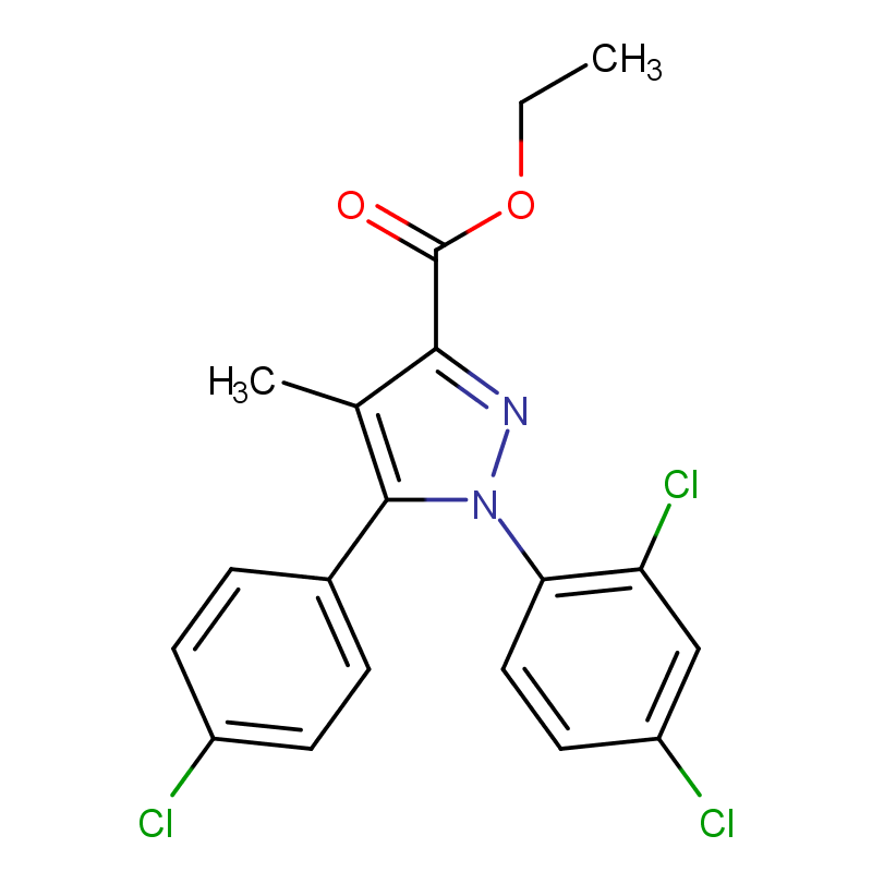 5-(4-氯苯基)-1-(2,4-二氯苯基)-4-甲基-1H-吡唑-3-羧酸乙酯,ethyl 5-(4-chlorophenyl)-1-(2,4-dichlorophenyl)-4-methylpyrazole-3-carboxylate