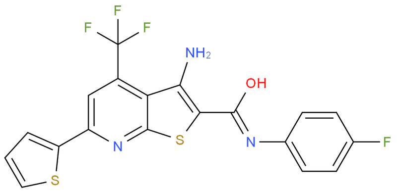 3-Amino-6-thiophen-2-yl-4-trifluoromethyl-thieno[2,3-b]pyridine-2-carboxylic acid (4-fluoro-phenyl)-amide,3-Amino-6-thiophen-2-yl-4-trifluoromethyl-thieno[2,3-b]pyridine-2-carboxylic acid (4-fluoro-phenyl)-amide