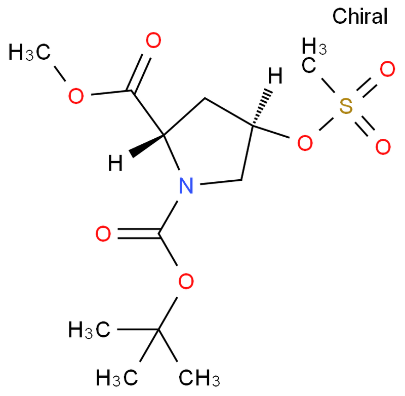 N-Boc-反式-4-甲磺酰氧基-L-脯氨酸甲酯,(2S,4R)-1-t-butoxycarbonyl-4-methanesulfonyloxypyrrolidine-2-carboxylic acid methyl ester