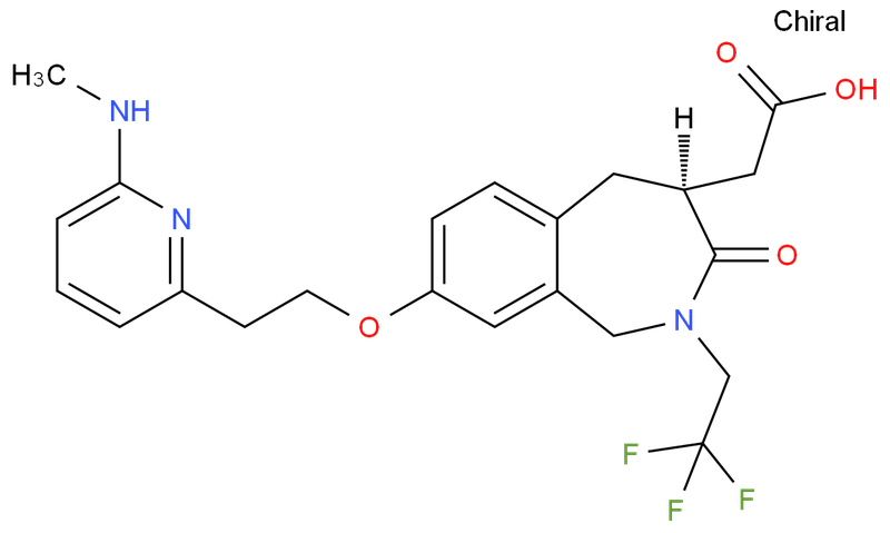 "[8-[2-(6-Methylamino-pyridin-2-yl)-ethoxy]-3-oxo-2-(2,2,2-trifluoro-ethyl)-2, 3,4,5-tetrahydro-1H-benzo[c]azepin-4-yl]-acetic acid","[8-[2-(6-Methylamino-pyridin-2-yl)-ethoxy]-3-oxo-2-(2,2,2-trifluoro-ethyl)-2, 3,4,5-tetrahydro-1H-benzo[c]azepin-4-yl]-acetic acid"