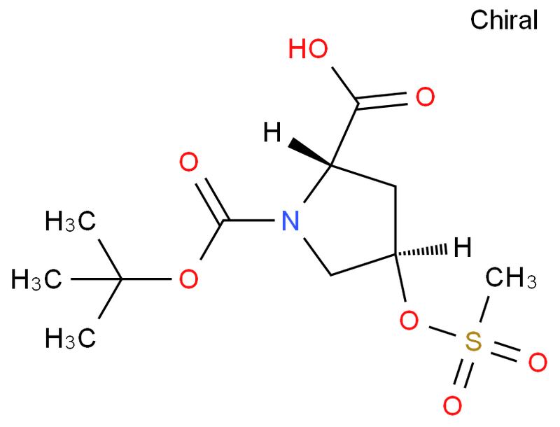 N-Boc-反式-4-甲磺酰氧基-L-脯氨酸,(2S,4R)-1-t-butoxycarbonyl-4-methanesulfonyloxypyrrolidine-2-carboxylic acid