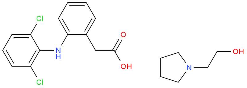 2-[(2,6-二氯苯基)氨基]苯乙酸 2-吡咯烷乙醇鹽，雙氯芬酸依伯胺