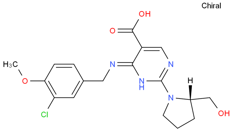 (S)-4-[(3-氯-4-甲氧苯基)氨基]-2-[2-(羟基甲基)吡咯-1-基]嘧啶-5-甲酸,(S)-4-[(3-chloro-4-methoxybenzyl)amino]-2-[2-(hydroxymethyl)pyrrolidin-1-yl]pyrimidine-5-carboxylic acid